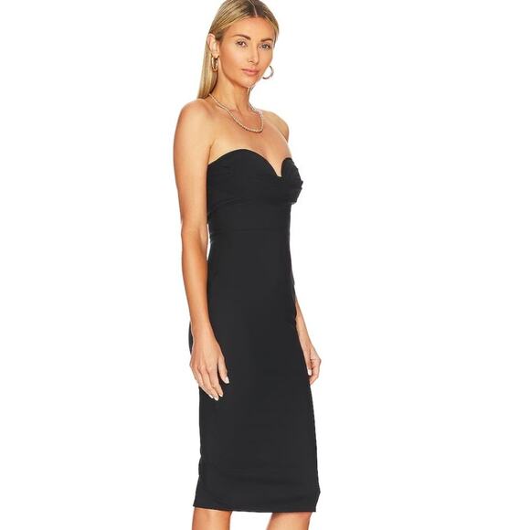 MORE TO COME Sophia Strapless Midi Dress in Black NWT Size XS - Picture 2 of 3